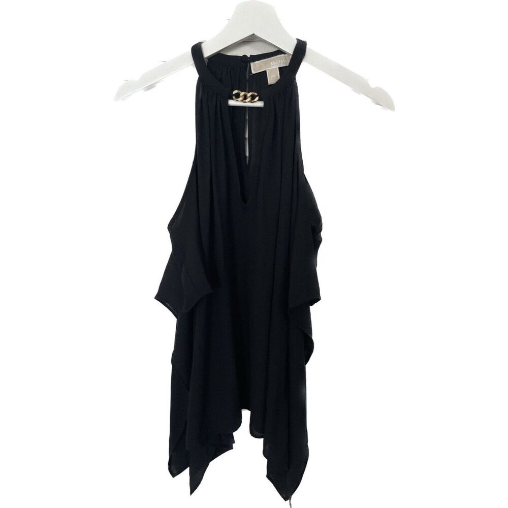 Michael Kors Cold-Shoulder Hank Hem Top Chain Neck XS NWOT - Picture 3 of 5